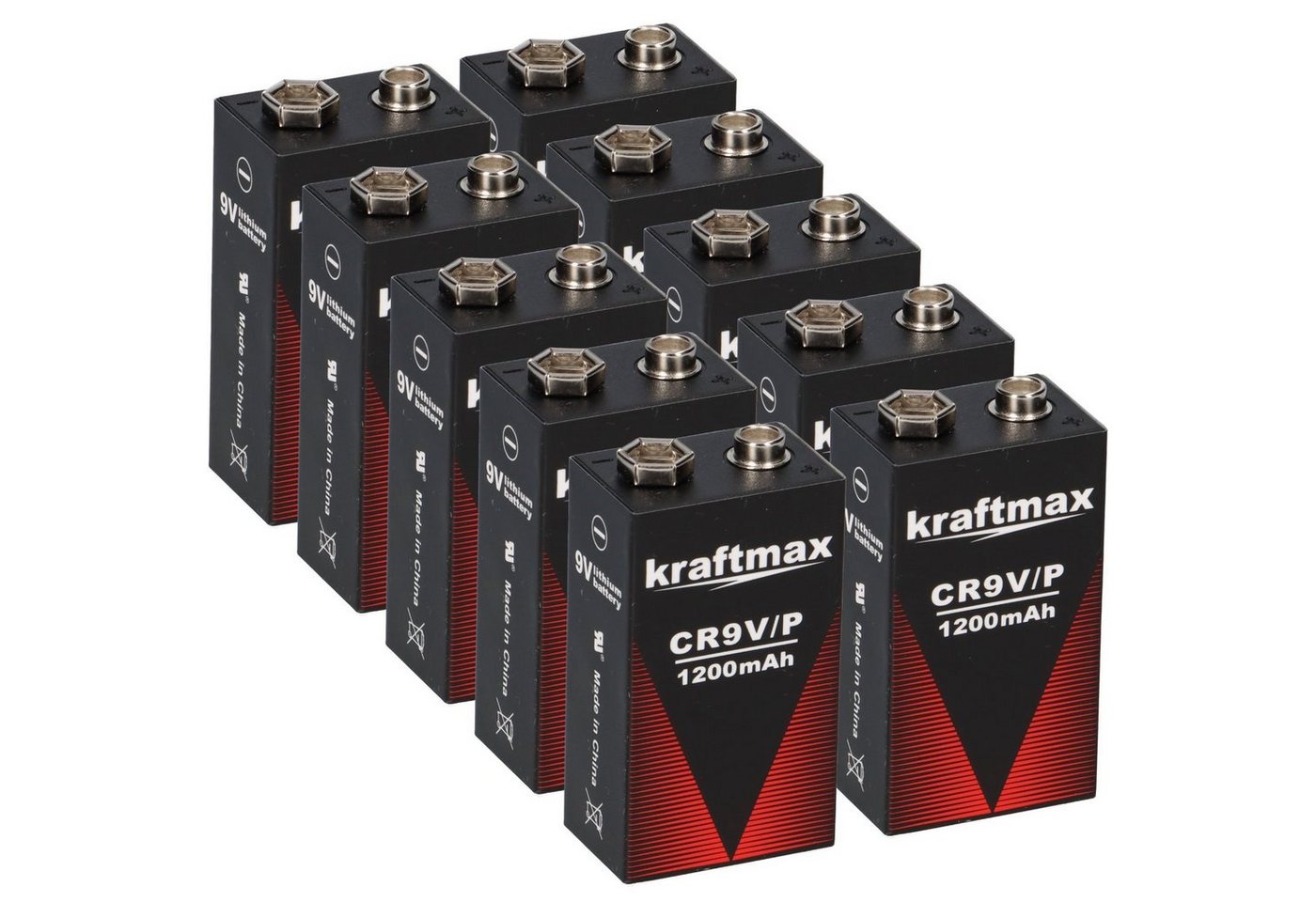 XCell 10x Kraftmax Lithium 9V Block Hochleistungs- Batterien für Rauchmelder Batterie von XCell
