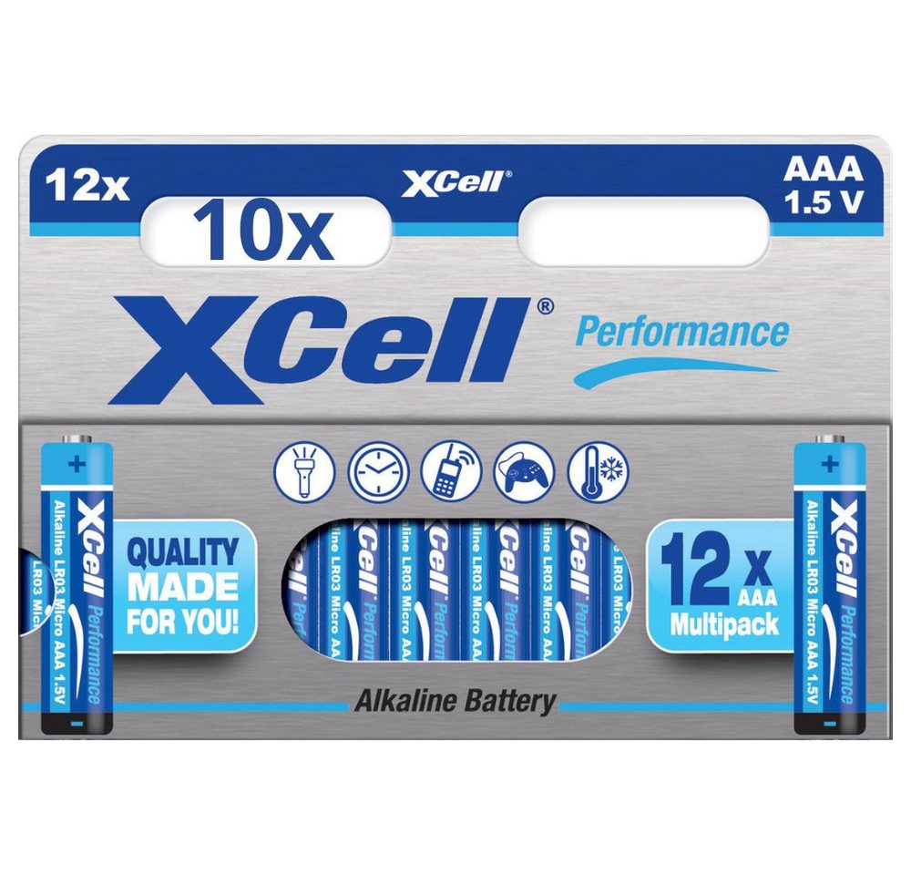 XCell 120x Batterien XCell Performance 1,5V LR03 AAA AlMn (10x 12er Blister) Akku von XCell