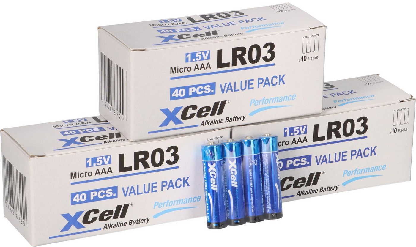 XCell 120x XCell LR03 Micro Super Alkaline Batterie AAA 30x 4er Folie Batterie XCell 120x XCell LR03 Micro Super Alkaline Batterie AAA 30x 4er Folie Batterie von XCell