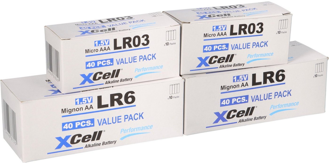 XCell 160 Batterien 80x XCell LR03 Micro AAA + 80x XCell LR6 Mignon AA Batterie XCell 160 Batterien 80x XCell LR03 Micro AAA + 80x XCell LR6 Mignon AA Batterie von XCell