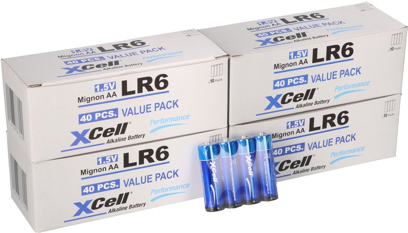 XCell 160x XCell 40x 4er Folie AA LR6 Mignon Super Alkaline Batterie Batterie XCell 160x XCell 40x 4er Folie AA LR6 Mignon Super Alkaline Batterie Batterie von XCell