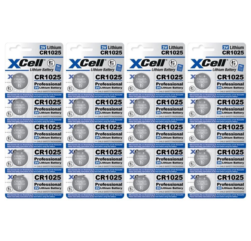 XCell 20x CR1025 XCell Lithium-Knopfzelle 3V/25mAh (4x 5er Pack) Knopfzelle von XCell