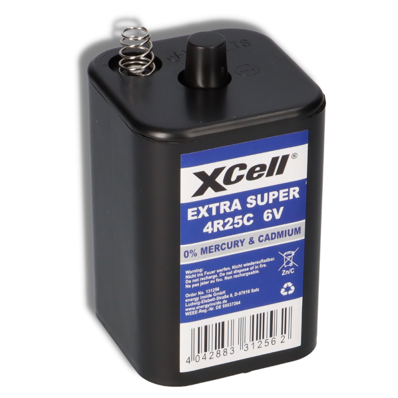 XCell 4R25 6V 9500mAh Blockbatterie, für Blinklampen, Baustellenlampen von XCell