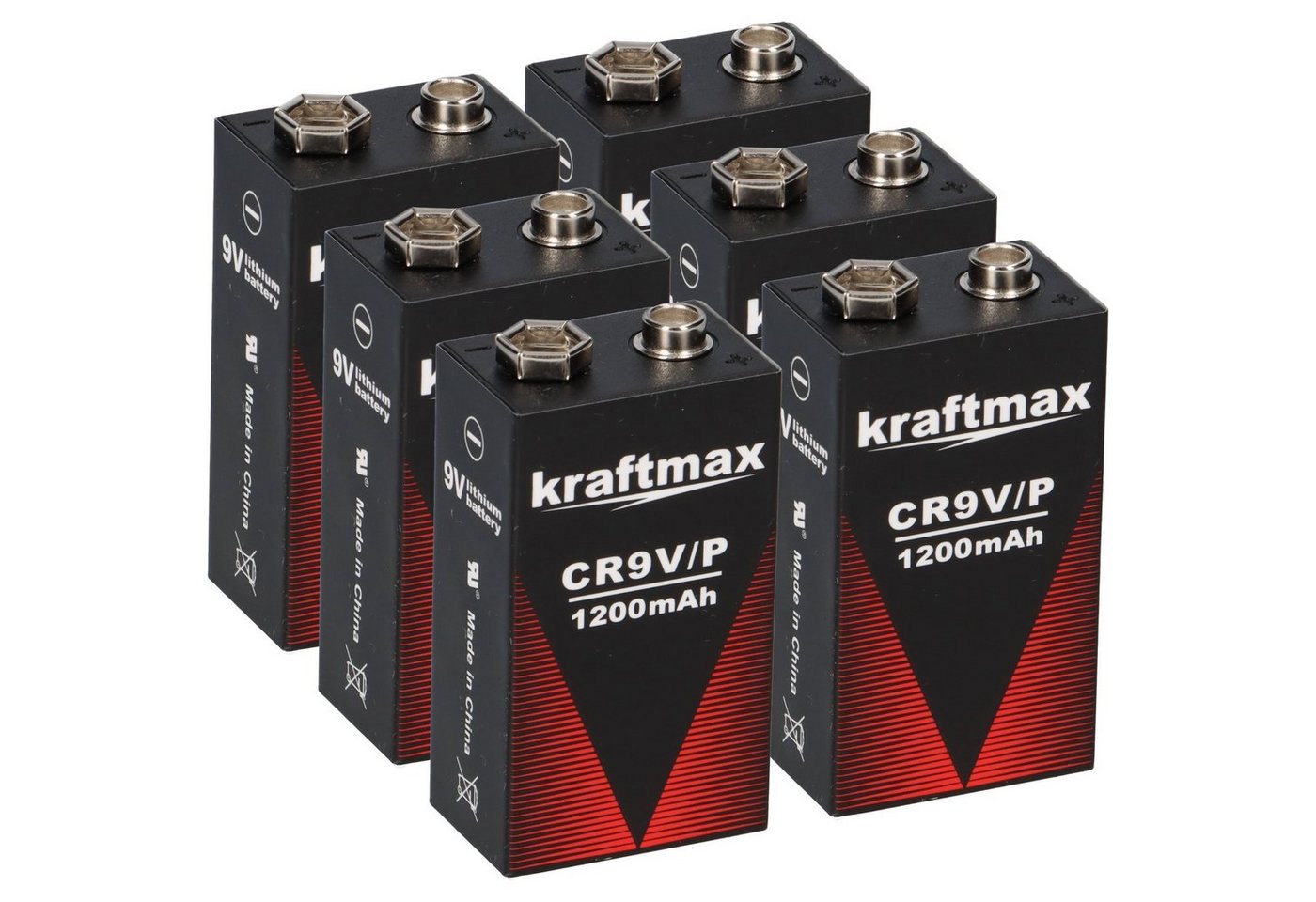 XCell 6x Kraftmax Lithium 9V Block Hochleistungs- Batterien für Rauchmelder Batterie von XCell
