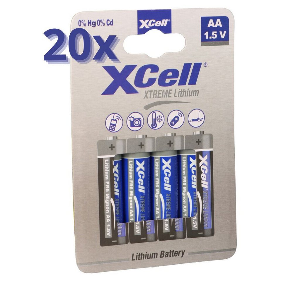 XCell 80x XTREME Lithium Batterie AA Mignon FR6 L91 XCell 20x 4er Blister Batterie XCell 80x XTREME Lithium Batterie AA Mignon FR6 L91 XCell 20x 4er Blister Batterie von XCell