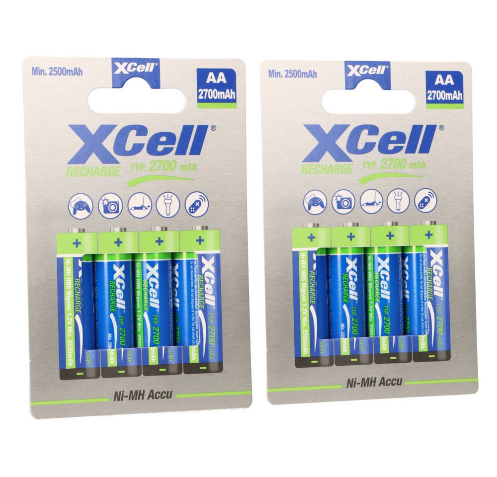 XCell 8x XCell Mignon AA Akku Ni-MH 1,2V 2700mAh im 4er Blister Akku XCell 8x XCell Mignon AA Akku Ni-MH 1,2V 2700mAh im 4er Blister Akku von XCell