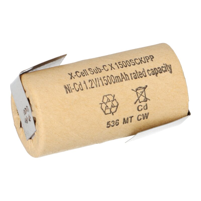 XCell Akku Sub-C 1,2V 1500mAh 1500SCK Pappmantel Z Lötfahne XCell Akku Sub-C 1,2V 1500mAh 1500SCK Pappmantel Z Lötfahne von XCell