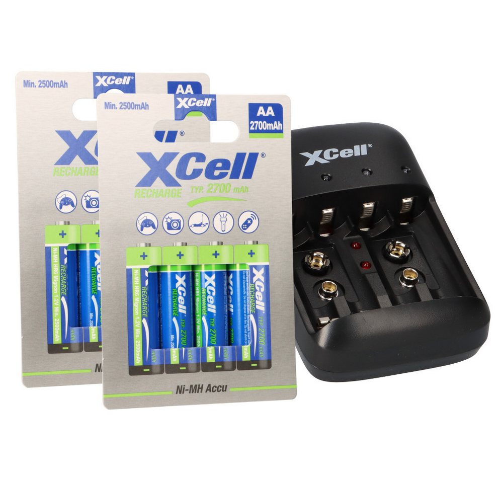 XCell Ladegerät BC-X500 + 8x AA XCell Rechargeable 1,2V 2700mAh Akku XCell Ladegerät BC-X500 + 8x AA XCell Rechargeable 1,2V 2700mAh Akku von XCell