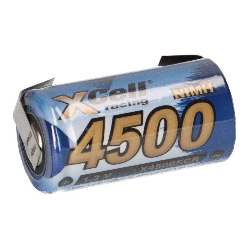 XCell Racing Einzelzelle Ni-MH 4500mAh 1,2V Sub C X4500SCR mit U- Lötfahne von XCell