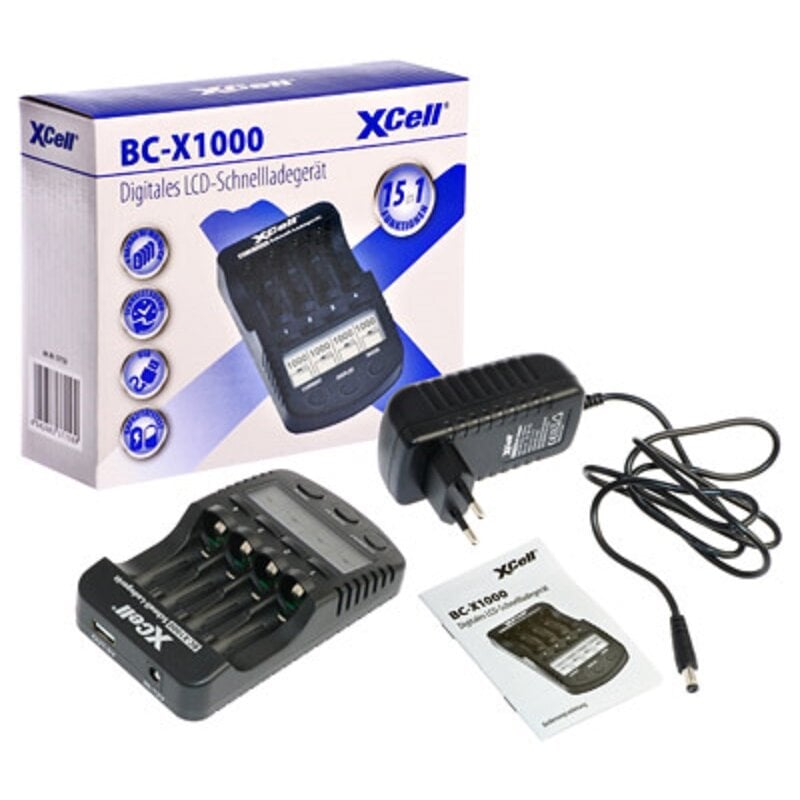 XCell Schnellladegerät/ LCD Anzeige/USB Anschluss/ Refresh Funktion/Testfunktion BC-X1000 von XCell