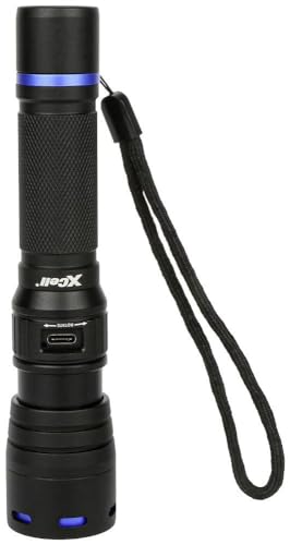 XCell Taschenlampe L1000 aufladbar (L x B 151,5 x 35 mm, Durchmesser 35 mm, Gewicht 175 g, Aluminium, 1000 Lumen, inkl. Li-Ion-Akku, USB-C-Kabel, Handschlaufe, Nylon-Gürteltasche) 149212 von XCell