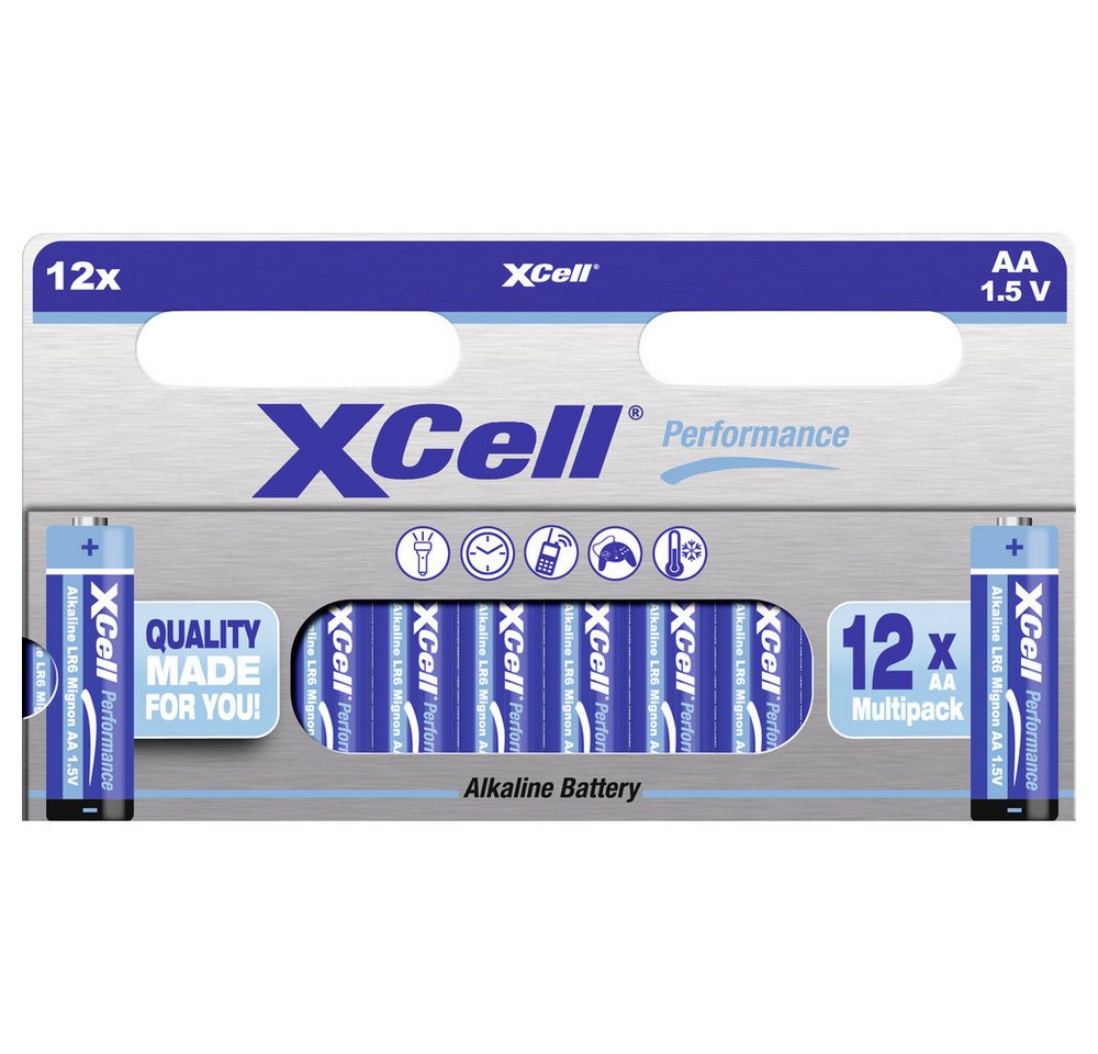 XCell XCell Mignon (AA)-Batterie Alkali-Mangan 1.5 V 12 St. Batterie, (1.50 V) von XCell