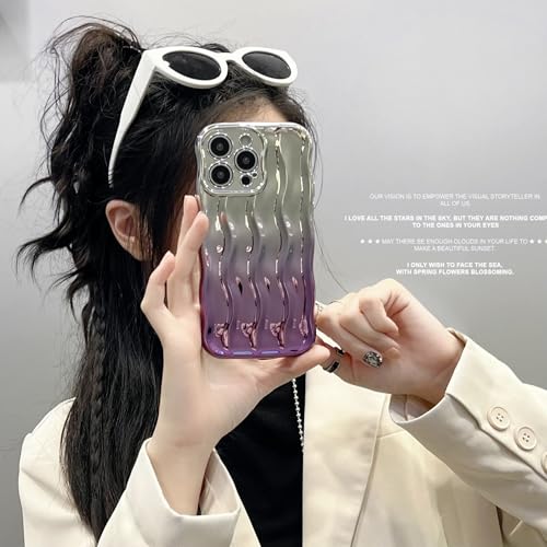 XCuihulle Hülle für iPhone 13Pro max Handyhülle, Weiche Silikon Schutzhülle Niedliche Hülle mit Kameraschutz 3D Wellenform Stoßfeste Bumper Case für Mädchen Silber lila XCuihulle Hülle für iPhone 13Pro max Handyhülle, Weiche Silikon Schutzhülle Niedliche Hülle mit Kameraschutz 3D Wellenform Stoßfeste Bumper Case für Mädchen Silber lila von XCuihulle