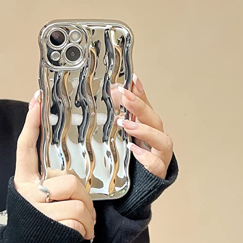XCuihulle Hülle für iPhone 15Pro Handyhülle, Weiche Silikon Schutzhülle Niedliche Hülle mit Kameraschutz 3D Wellenform Stoßfeste Bumper Case für Mädchen silbrig XCuihulle Hülle für iPhone 15Pro Handyhülle, Weiche Silikon Schutzhülle Niedliche Hülle mit Kameraschutz 3D Wellenform Stoßfeste Bumper Case für Mädchen silbrig von XCuihulle