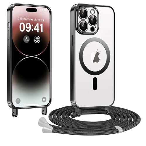 XCuihulle Kompatibel mit iPhone 16 Pro Max Hülle mit Band,Magnetisch Handykette Handyhülle Galvanik Klare Silikon Case Einstellbar Necklace mit Kordel zum Umhängen Schutzhülle Stoßfest Cover-Schwarz XCuihulle Kompatibel mit iPhone 16 Pro Max Hülle mit Band,Magnetisch Handykette Handyhülle Galvanik Klare Silikon Case Einstellbar Necklace mit Kordel zum Umhängen Schutzhülle Stoßfest Cover-Schwarz von XCuihulle