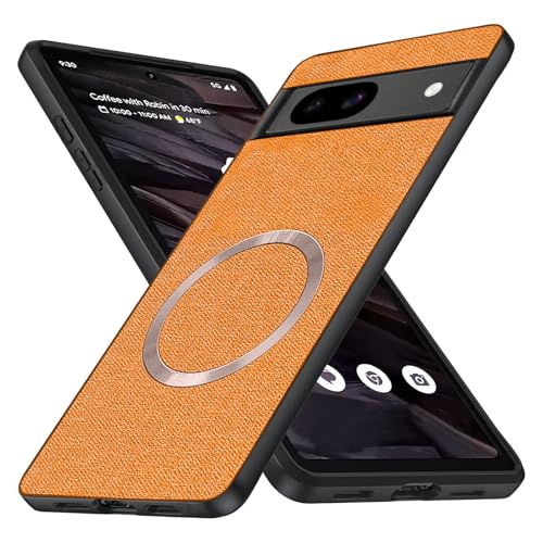 XCuihulle Magnetisch Handyhülle für Google Pixel 8A Hülle,Anti-Fingerabdruck Hardcase Google Pixel 8A Case Stoff Matte Dünn Militärschutz Schutzhülle Robuste Stoßfeste Cover-Orange von XCuihulle