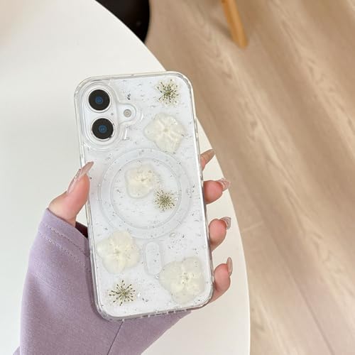 XCuihulle Magnetisch Hülle für iPhone 15 Pro Max Transparent Handyhülle iPhone 15 Pro Max Hülle Blumen Glitzer Echte Getrocknete Floral Schutzhülle Stoßfest Weich Silikon Case Cover-Weiß XCuihulle Magnetisch Hülle für iPhone 15 Pro Max Transparent Handyhülle iPhone 15 Pro Max Hülle Blumen Glitzer Echte Getrocknete Floral Schutzhülle Stoßfest Weich Silikon Case Cover-Weiß von XCuihulle