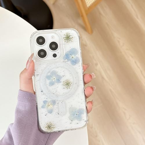 XCuihulle Magnetisch Hülle für iPhone 16 Pro Max Transparent Handyhülle iPhone 16 Pro Max Hülle Blumen Glitzer Echte Getrocknete Floral Schutzhülle Stoßfest Weich Silikon Case Cover-Hellblau XCuihulle Magnetisch Hülle für iPhone 16 Pro Max Transparent Handyhülle iPhone 16 Pro Max Hülle Blumen Glitzer Echte Getrocknete Floral Schutzhülle Stoßfest Weich Silikon Case Cover-Hellblau von XCuihulle