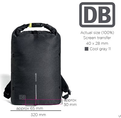Urban Lite Anti-Diebstahl-Rucksack, schwarz, XD DesignPart No. P705.501Veredelung: Transferdruck, 1c /reflektierendes Grau analog dem Druck (Mittellinie und Markenbezeichnung)verpackt im Polybag (P705.501X) von XD-Design