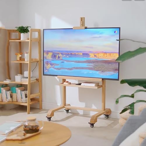 Verstellbares Tv-Rack Aus Massivholz - Stand-Tv-Ständer Aus Holz, Staffelei, Robuster Mobiler Tv-Wagen Mit Ablage, Moderne Klassenzimmer Zu Hause, Holzfarbe Verstellbares Tv-Rack Aus Massivholz - Stand-Tv-Ständer Aus Holz, Staffelei, Robuster Mobiler Tv-Wagen Mit Ablage, Moderne Klassenzimmer Zu Hause, Holzfarbe von XDAWQP