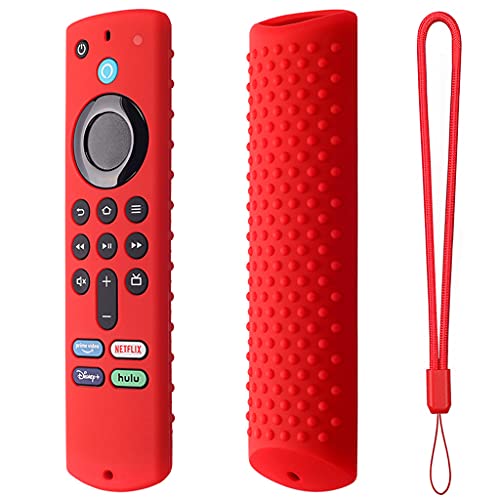 Kinderfreundliche Silikon-Fernbedienungshülle rutschfeste, stoßfeste Schutzhülle für Fire TV Stick (3. Generation) (rot) von XDMEI