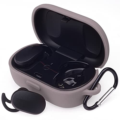 Silikonhülle für Bose QuietComfort-Ohrhörer, stoßfeste Anti-Fall-Schutzhülle mit Schlüsselbund (Grau) von XDMEI