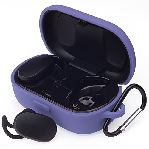 Silikonhülle für Bose QuietComfort-Ohrhörer, stoßfeste Anti-Fall-Schutzhülle mit Schlüsselbund (Lavendelgrau) von XDMEI