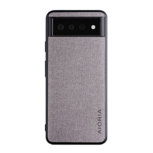 für Google Pixel 6/6 Pro Hülle Luxus Textilgewebe Hülle TPU Soft Frame Stoßfeste Schutzhülle (für Google Pixel 6, Grau) von XDMEI