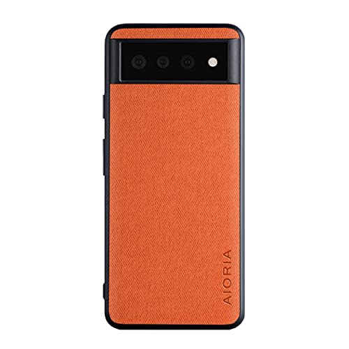 für Google Pixel 6/6 Pro Hülle Luxus Textilgewebe Hülle TPU Soft Frame Stoßfeste Schutzhülle (für Google Pixel 6, Orange) von XDMEI