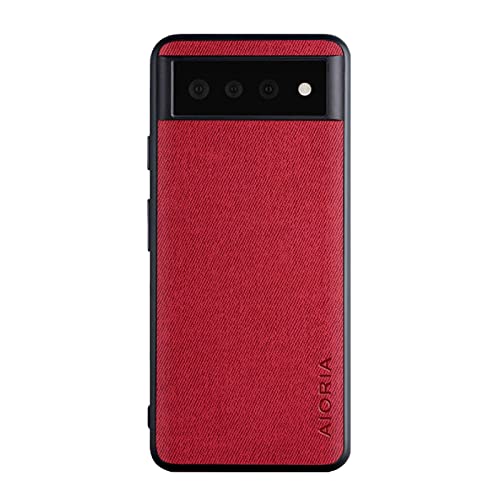 für Google Pixel 6/6 Pro Hülle Luxus Textilgewebe Hülle TPU Soft Frame Stoßfeste Schutzhülle (für Google Pixel 6, rot) von XDMEI
