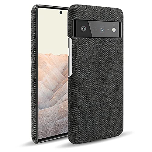 für Google Pixel 6/6 Pro Hülle Premium Textilgewebe Hybrid PC Handyhülle Kratzfeste Stoßfeste Schutzhülle (für Google Pixel 6 Pro, Schwarz) von XDMEI