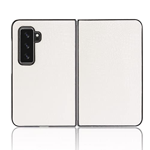 XDMEI für Microsoft Surface Duo 2 Hülle Krokodilmuster Luxus PU Leder Hybrid PC Handyhülle Schlank Ganzkörper Stoßfeste Schutzhülle (Weiß) von XDMEI