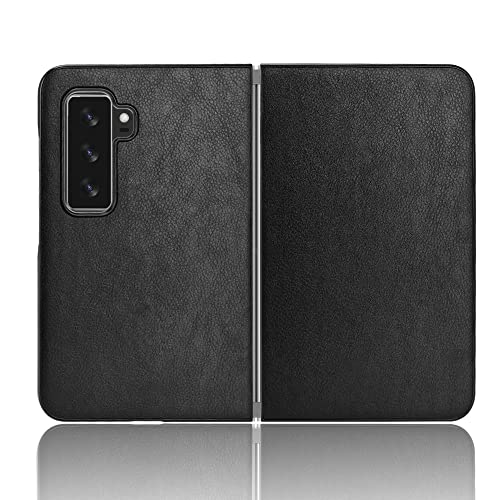 XDMEI für Microsoft Surface Duo 2 Hülle Luxus PU Leder Hybrid PC Handyhülle Elegante Leichte Schlanke Stoßfeste Schutzhülle (Schwarz) von XDMEI
