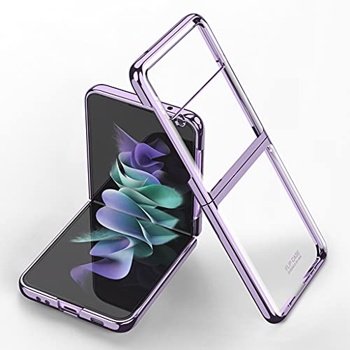 für Samsung Galaxy Z Flip 3 5G Transparente Hülle Überzug Rahmen Kristallklare PC Stoßfeste Schutzhülle (Lila) von XDMEI