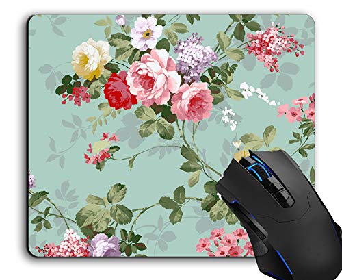 Mauspad, Vintage, elegant, rosa und rote Rosen, Computer-Mauspad, Schreibtisch-Zubehör, rutschfeste Gummiunterseite, Mauspad für Laptop-Maus von XDMY