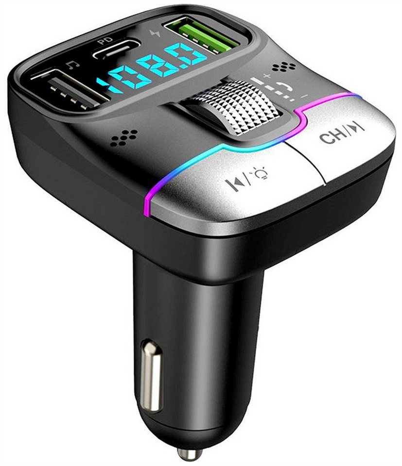 XDOVET Bluetooth FM Transmitter,KFZ Bluetooth Adapter,Auto Radio Transmitter Audio-Adapter, mit 3 USB Anschlüsse,Freisprechen,Unterstützt USB-Stick & TF Karte von XDOVET