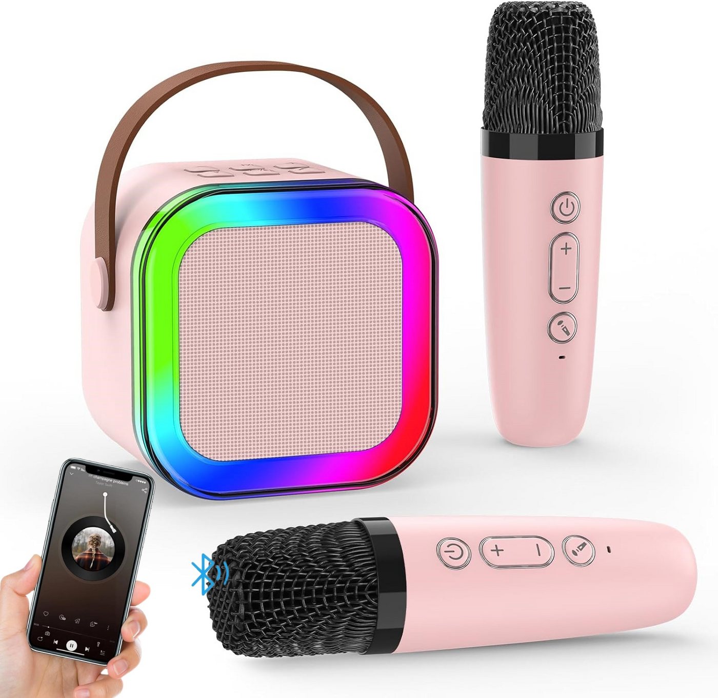 XDOVET Karaoke-Maschine für Kinder und Erwachsene, Zwei Mikrofon Karaoke-Maschine (Tragbarer Bluetooth-Lautsprecher mit Stimmeffekten) von XDOVET