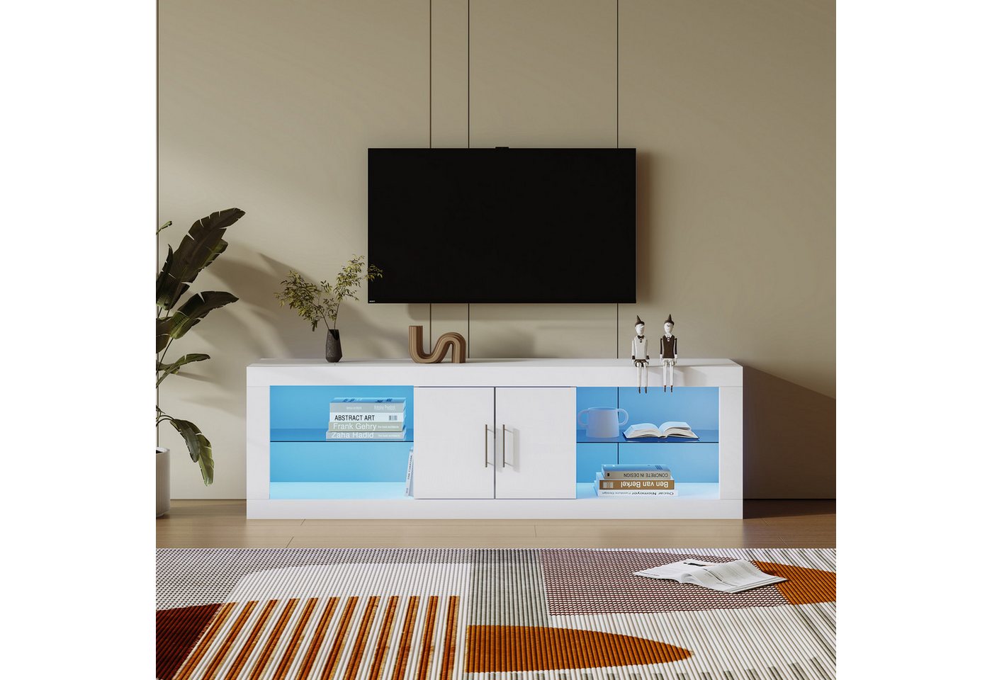 XDOVET TV-Schrank für 60Fernseher 16 Farb-LED Bluetooth-Steuerung TV-Ständer, (Moderner Hochglanz-Schranktüren, verstellbare Einlegeböden)" von XDOVET