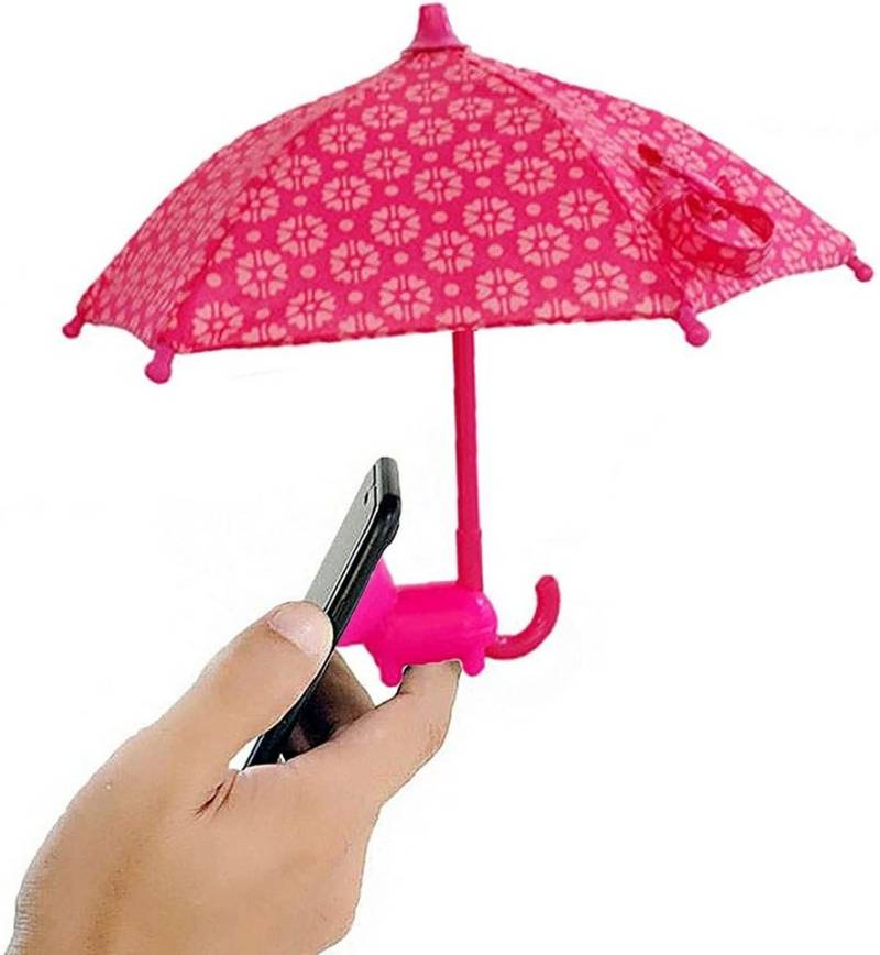 XDeer Handy-Regenschirm für Sonnenschirm – Mini-Regenschirm für Handy Handy-Halterung, (mit universell verstellbarem Schweinchen-Saugnapf-Ständer) von XDeer