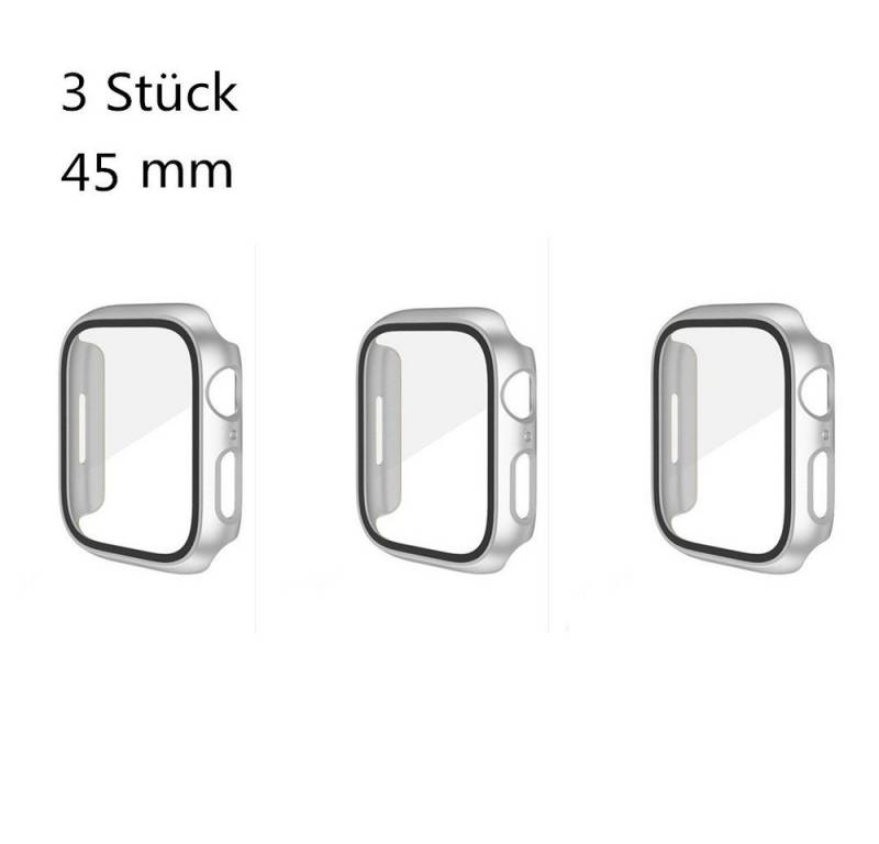 XDeer Smartwatch-Hülle 3 Stück Hülle für Apple Watch Series 7 Schutzhülle mit Glas, Displayschutz 41mm/45mm Rundum HD Case von XDeer