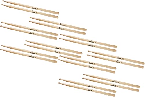 10 Paar XDrum Schlagzeug Sticks 5B Wood Tip (runder Holzkopf, Länge: ca. 405 mm) von XDrum