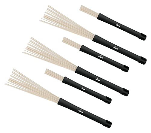 3 Paar SET XDrum NJB3 Jazzbesen Nylon-Brushes (Jazz, Big Band, Schlagzeug Drum Besen) blau von XDrum