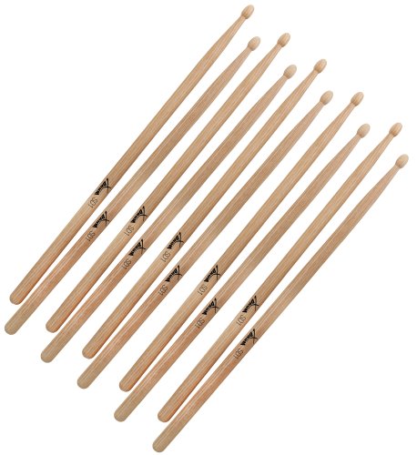 5 Paar XDrum Schlagzeug Sticks SD1 Wood Tip (runder Holzkopf, Länge: ca. 415 mm, Hickory) von XDrum