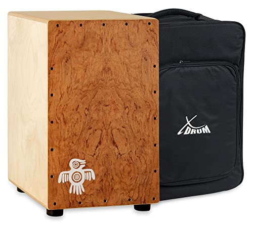 XDrum Cajon Peruana Hard Wood (3 mm Schlagplatte, 9 mm Birkenkorpus, 48 cm hoch, inkl. Rucksack-Tasche) von XDrum