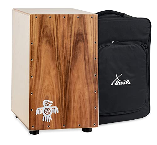 XDrum Cajon Peruana Koa (3 mm Schlagplatte, 9 mm Birkenkorpus, 48 cm hoch, inkl. Rucksack-Tasche) von XDrum