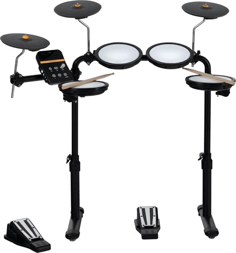 XDrum DD-250 E-Drum Set mit Mesh Heads - Elektronisches Schlagzeug mit 4 Mesh Head Pads, 3 Becken Pads, Kick & Snare Fußcontroller, Rack & Sticks - 12 Presetkits mit 68 Sounds & 10 Playalong Songs von XDrum