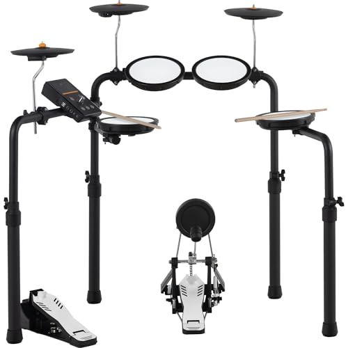 XDrum DD-250P E-Drum Kit - Elektronisches Schlagzeug mit Mesh Head- und Becken Pads, Kick-Pedal mit Pad, HiHat-Controller - Integrierter Bluetooth-Empfänger - Drumset inkl. Stimmschlüssel & Sticks von XDrum