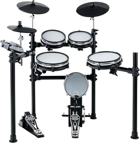 XDrum DD-530 E-Drum Set mit Mesh Heads - Elektronisches Schlagzeug mit 3 Becken Pads 4 Mesh Head Pads, 1 Kick Pad und Rack - 45 Drumkits mit 455 Sounds und Lernmodus mit Play-Along Tracks - Schwarz von XDrum