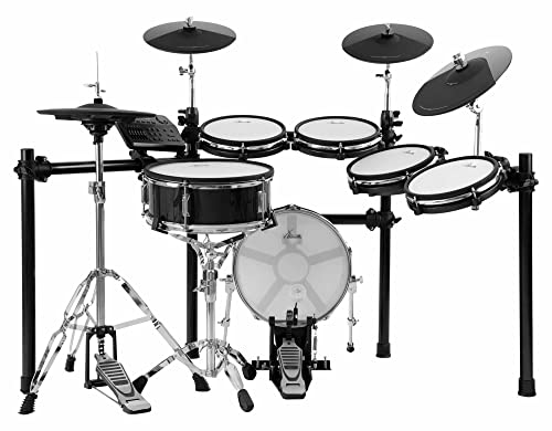 XDrum DD-650 PLUS Mesh E-Drum Kit - elektronisches Schlagzeug mit echter HiHat - 14" Snare-Pad und 14" Kick-Pad aus Holz - 720 Sounds, 20 Preset- und 20 User-Kits - inklusive Rack - Black Sparkle von XDrum
