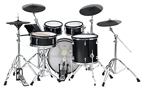 XDrum DD-670 Mesh E-Drum Kit - elektronisches Schlagzeug mit echter HiHat und Holzkesseln - 14" Snare-Pad und 20" Kick-Pad - 720 Sounds, 20 Preset- und 20 User-Kits - inkl. Hardware - Black Sparkle von XDrum